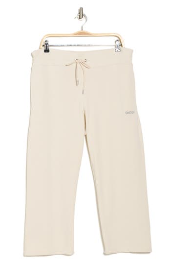 Dkny Mini Stud Logo Crop Pants In Light City Khaki