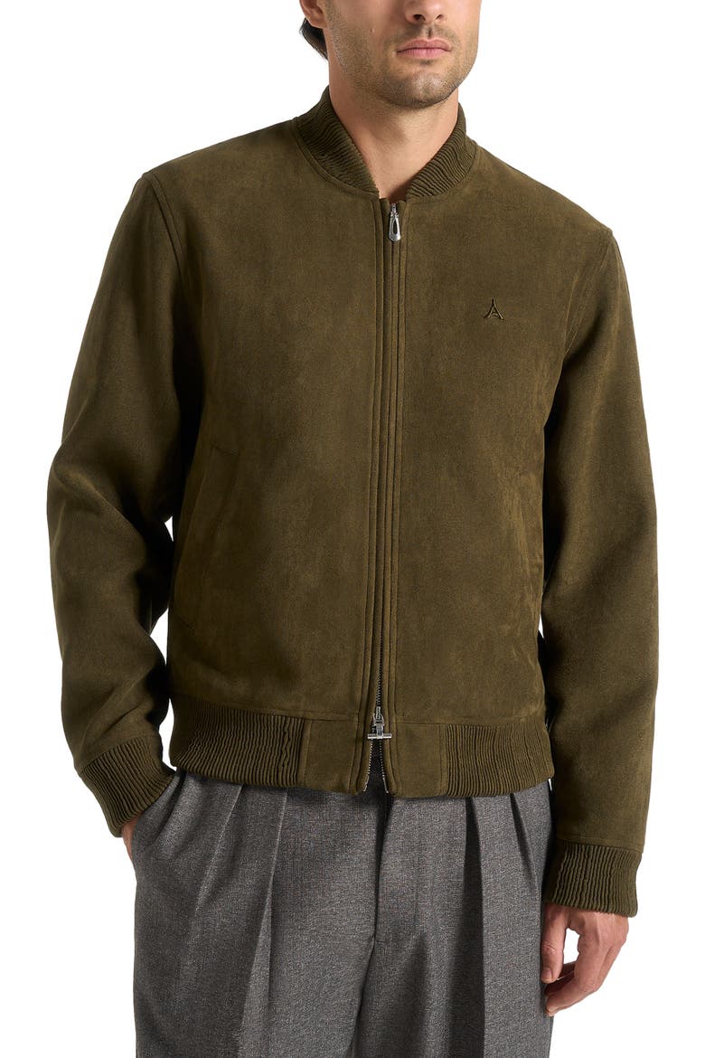 Arsene Suede Bomber Jacket, Alternate, color, Olive