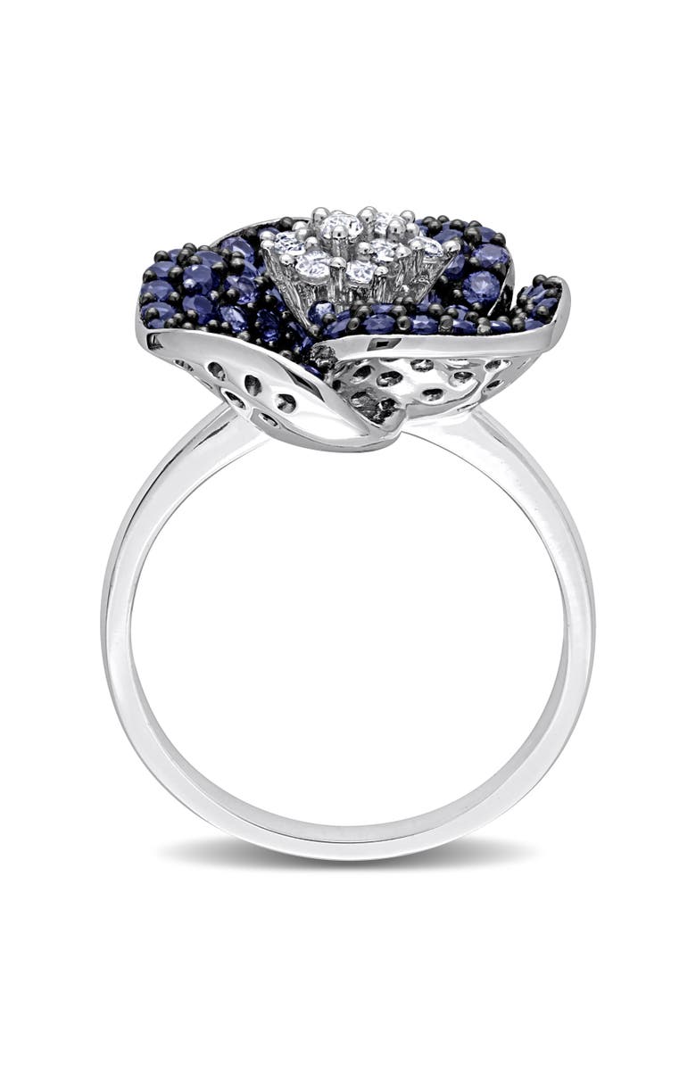 Julianna B. Lab-Created Sapphire Flower Ring 10k, Alternate, color, Lab-Created Sapphire