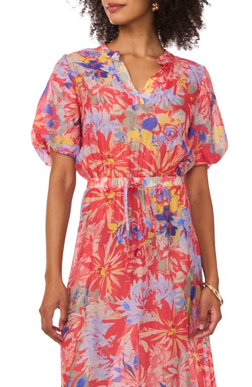 Vince Camuto Floral Handkerchief Hem Maxi Dress In Red