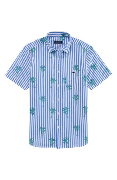 Under the Palms Stripe Cotton Button-Up Shirt