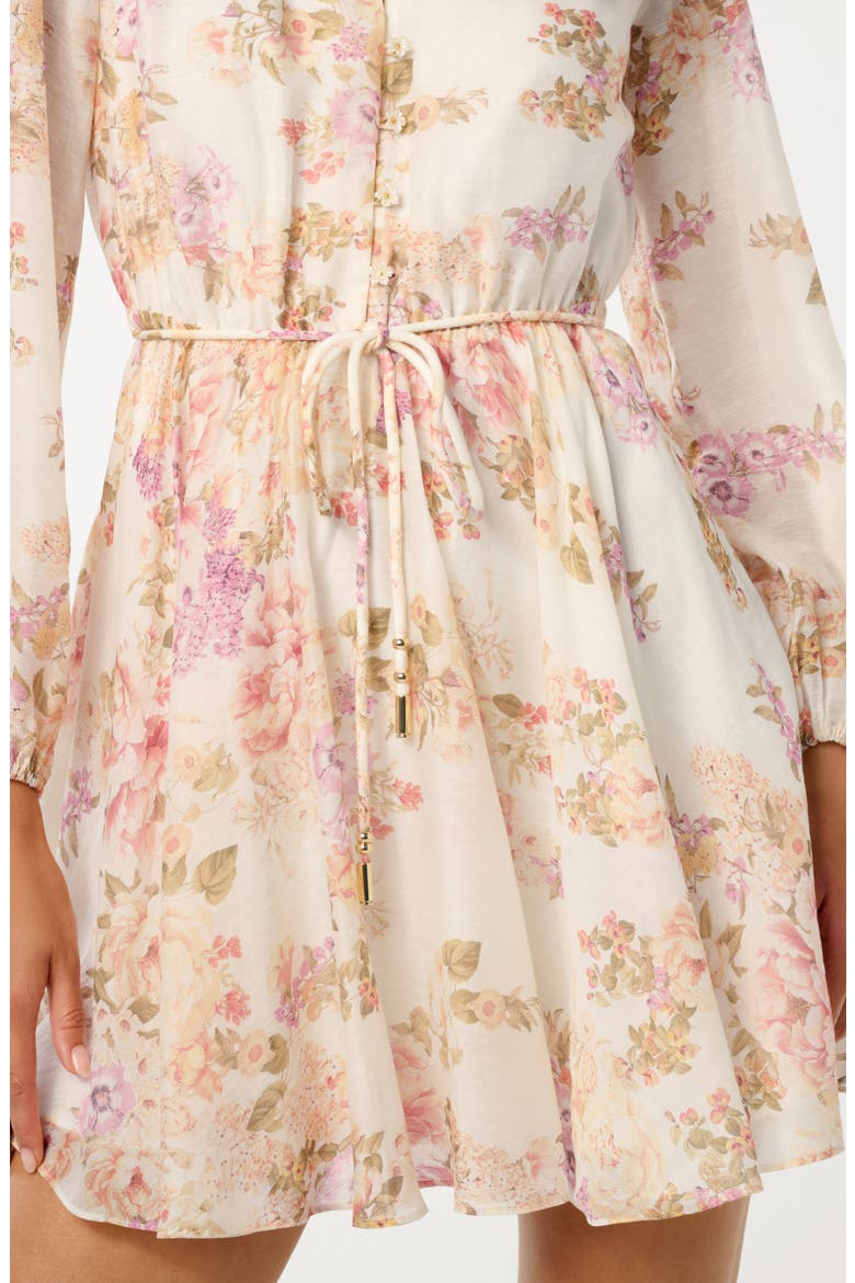 Rhys Fluted Long Sleeve Minidress, Alternate, color, CORAL EMPRESS FLORAL