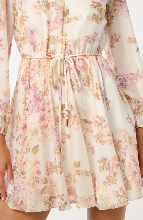 Ever New Rhys Fluted Long Sleeve Minidress In Multi