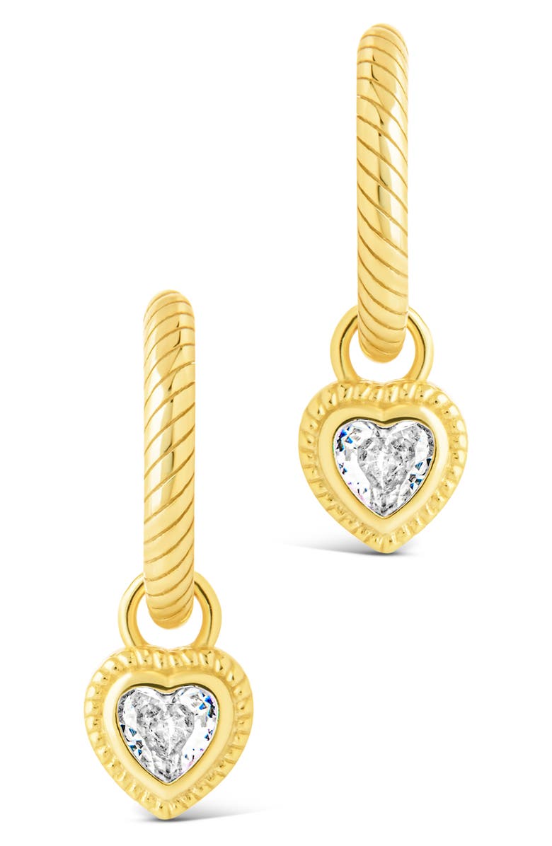 Sterling Forever Genevieve Heart CZ Hoop Earrings, Alternate, color, Gold