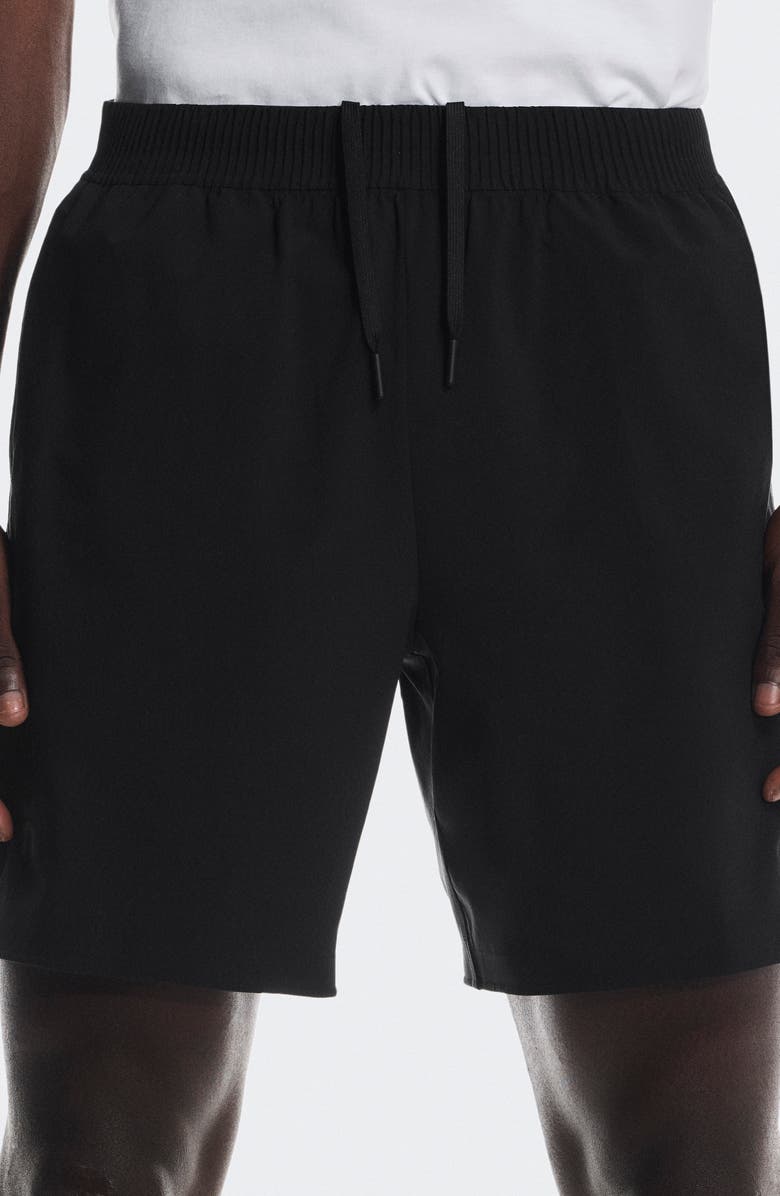 On Focus Stretch Running Shorts, Alternate, color, Black