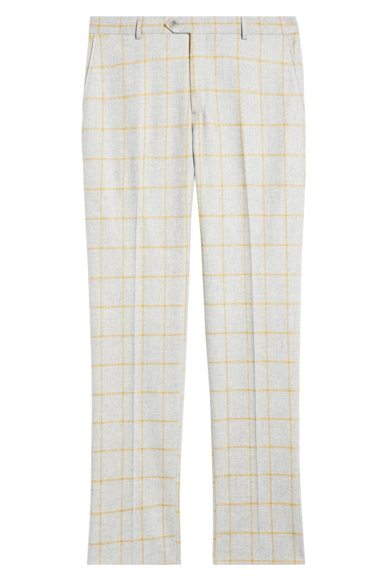 Country Windowpane Check Wool & Cashmere Dress Pants, Alternate, color, MED GREY