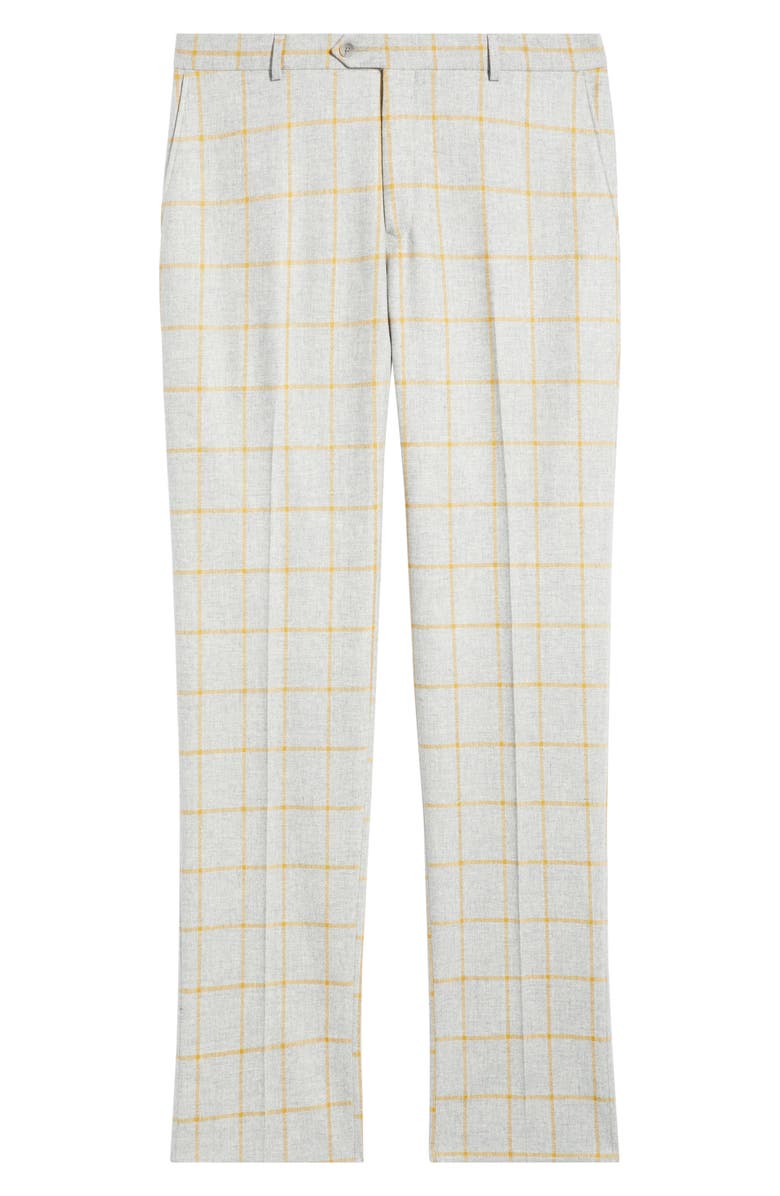 Berle Country Windowpane Check Wool & Cashmere Dress Pants, Alternate, color, Med Grey
