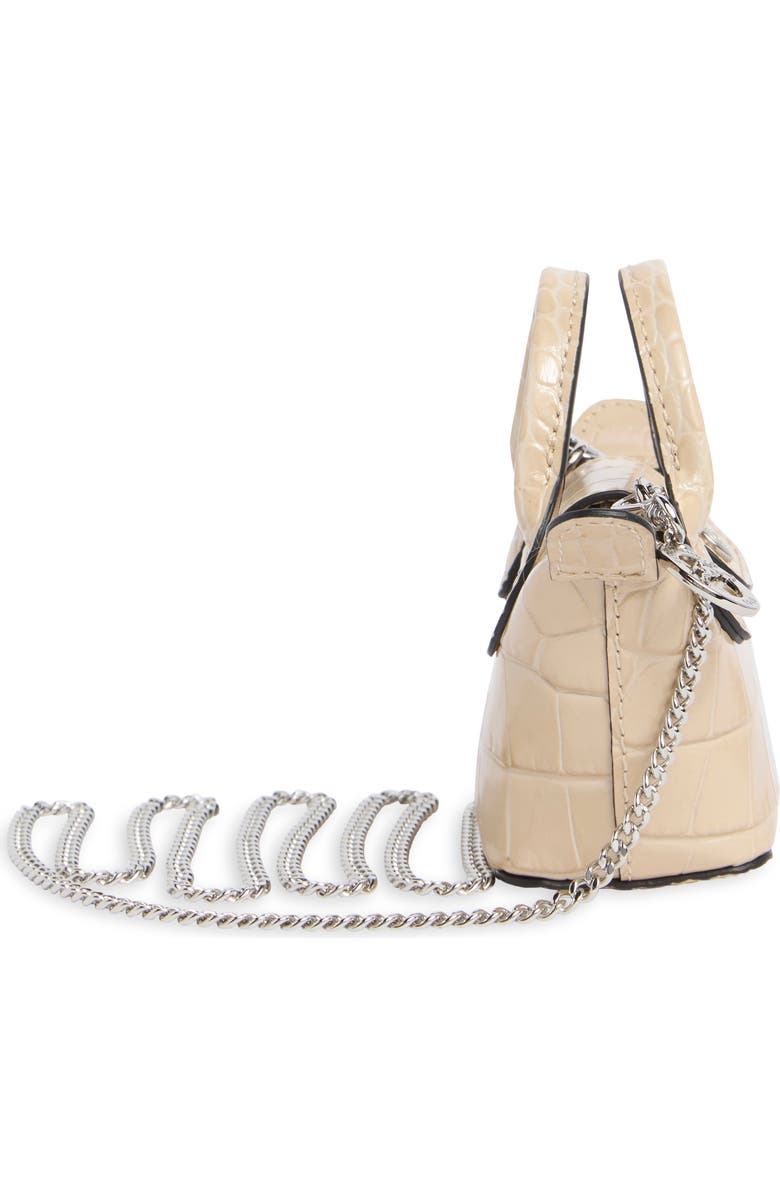 Longchamp Nano Croc Embossed Leather Crossbody Bag, Alternate, color, Chalk