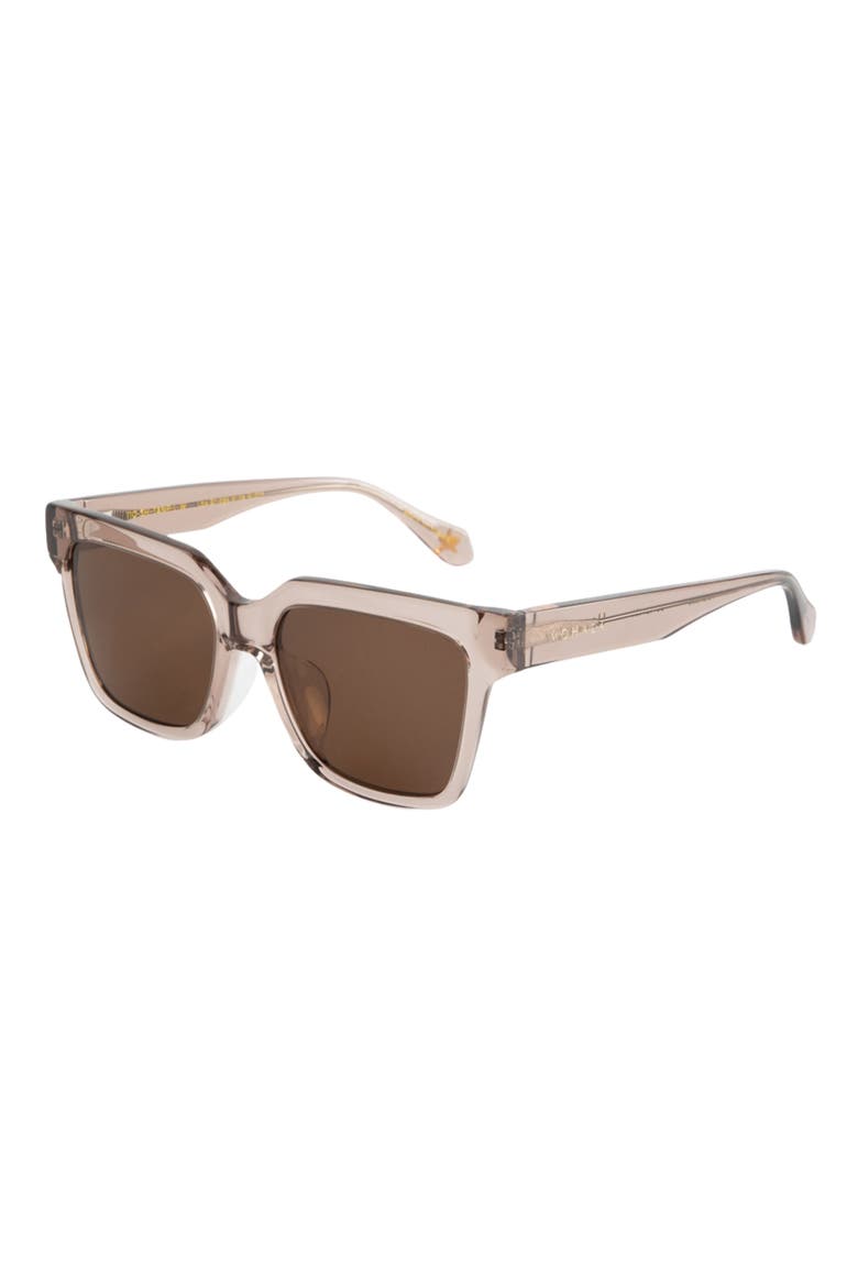 Hana 55mm Low Bridge Wide Width Polarized Square Sunglasses, Alternate, color, SHELL / TAN LENSES