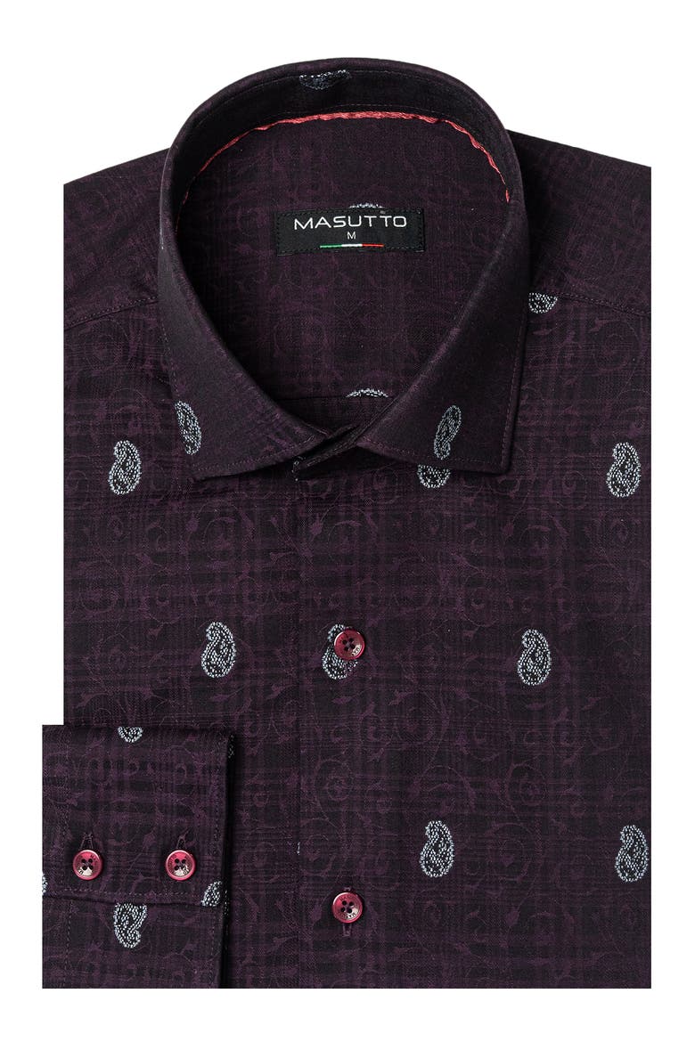 Sedona Jacquard Button-Up Shirt, Main, color, Burgundy