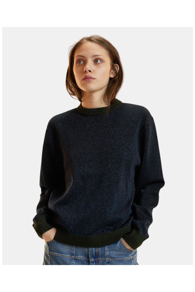 Metallic Knit Crewneck, Main, color, Navy