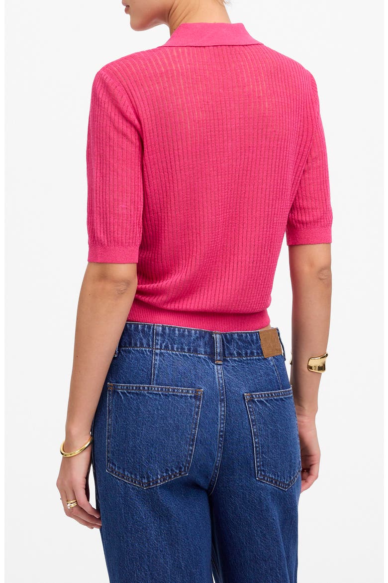 Short Sleeve Polo Sweater, Alternate, color, BRIGHT PINK