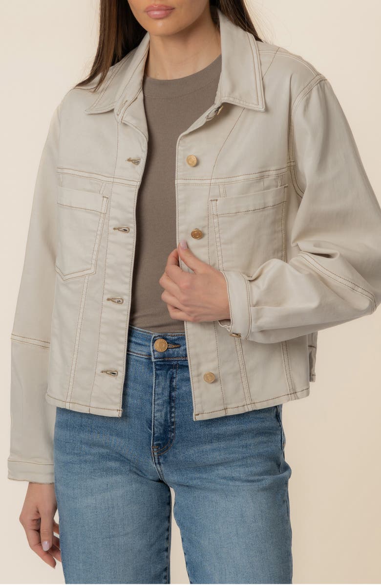 KUT from the Kloth Bailey Topstitch Detail Denim Jacket, Main, color, Ecru