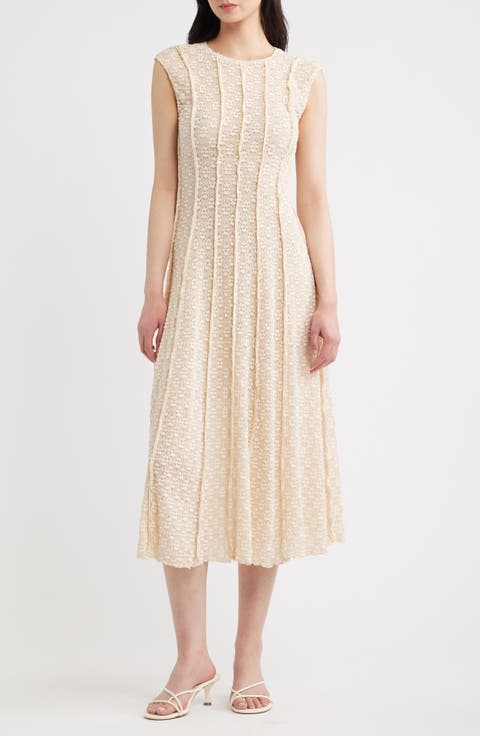 Arete Floral Exposed Seam Midi Dress