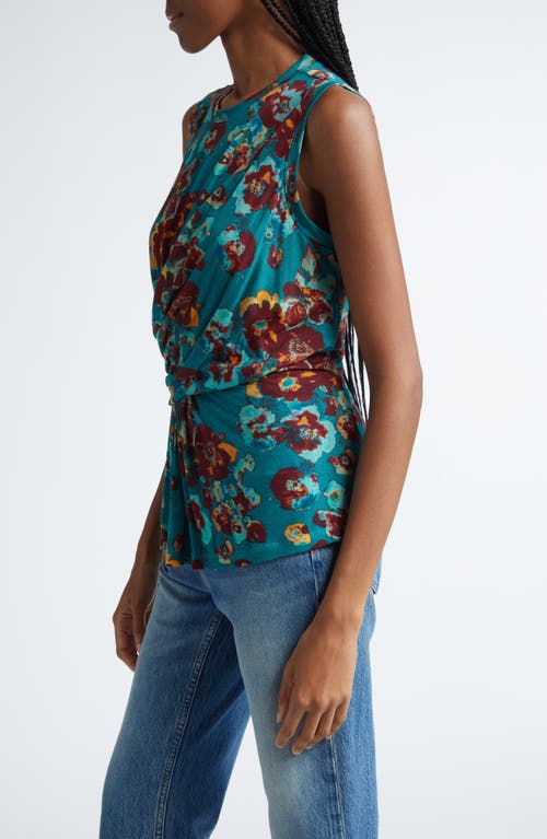 Ulla Johnson Naia Floral Print Sleeveless Top In Jade Floral