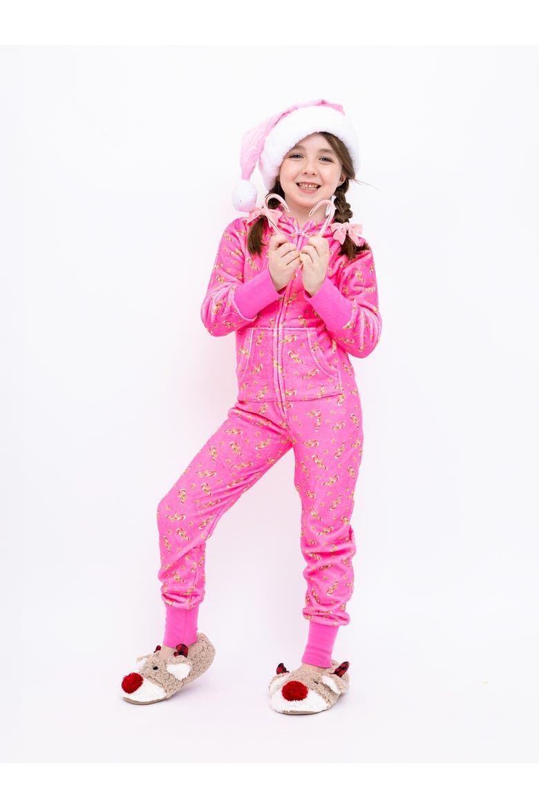 Plush Candy Cane loungewear jumpsuit, Main, color, Pink