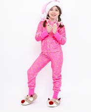 Preppy Goose Plush Candy Cane loungewear jumpsuit
