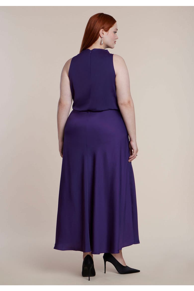 Draped Satin Maxi Dress, Alternate, color, CROWN JEWEL