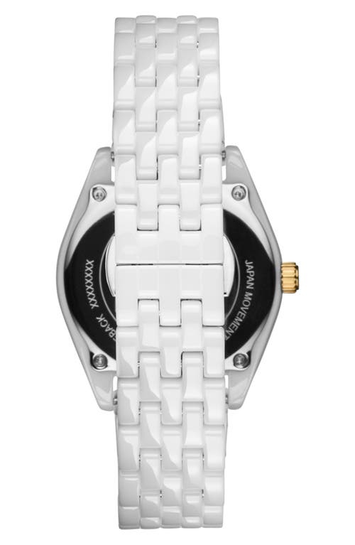 Shop Mvmt Rise Boyfriend Ceramic Bracelet Watch, 36mm In White