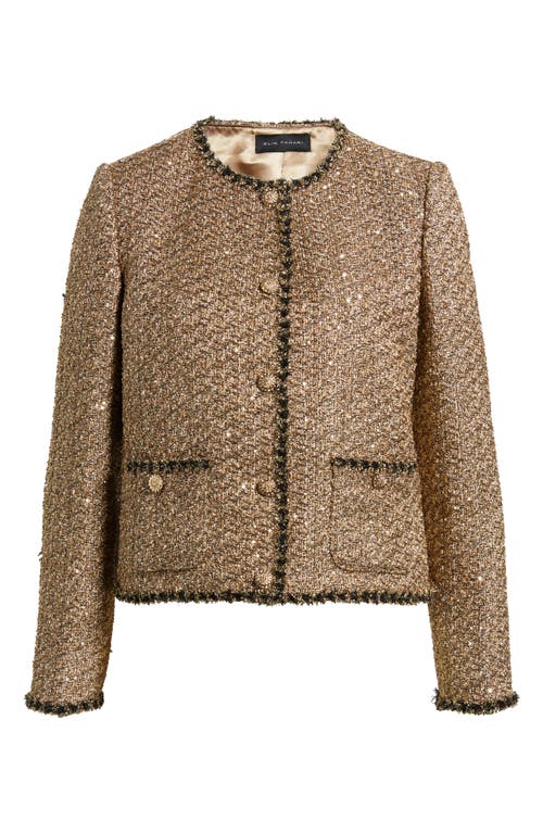 Elie Tahari The Ramy Metallic Tweed Jacket In Gold
