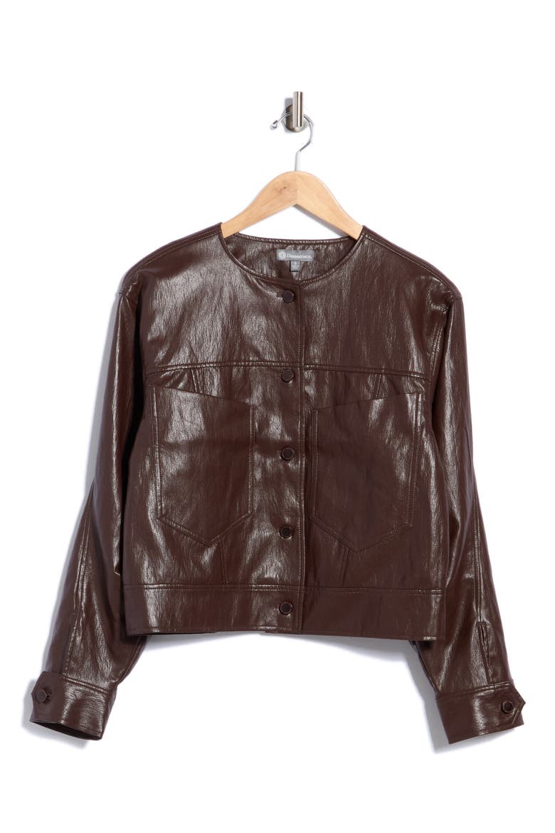 Faux Leather Jacket, Main, color, CHOCOLATE TRUFFLE
