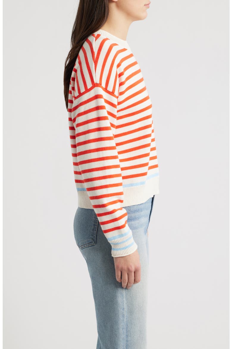 Suki Stripe Cotton Crewneck Sweater, Alternate, color, RED STRIPE