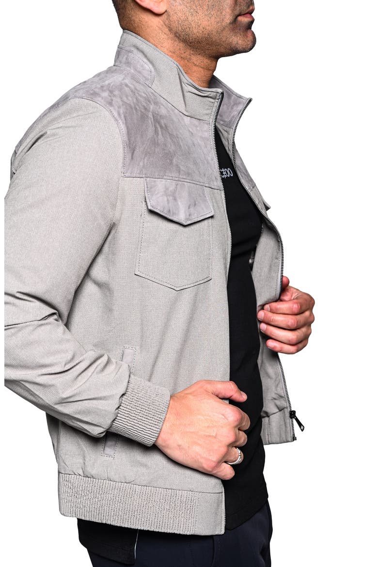 Suede Trim Jacket, Alternate, color, GREY