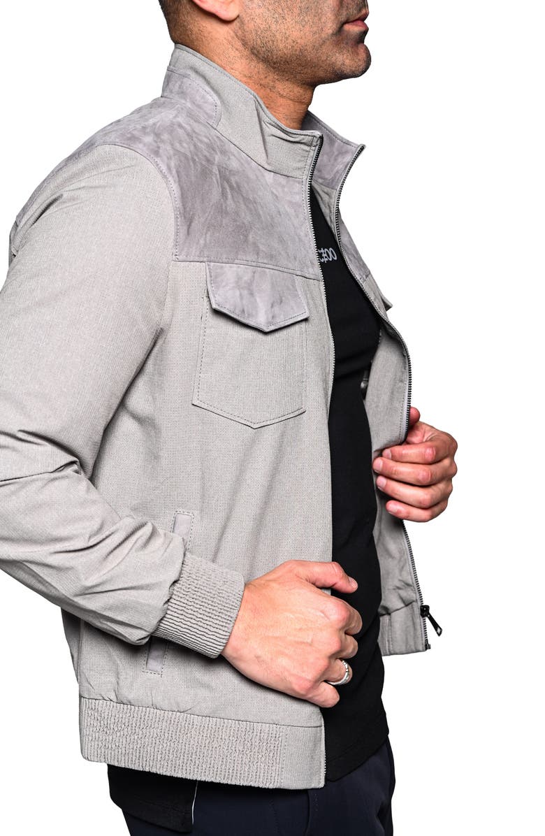 Maceoo Suede Trim Jacket, Alternate, color, Grey