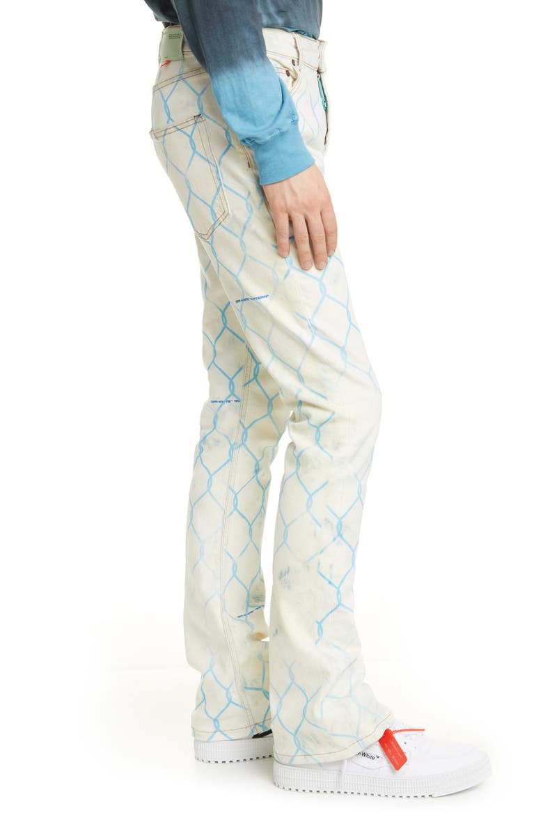 Fence Print Skinny Flare Jeans, Alternate, color, BLEACH LIGHT