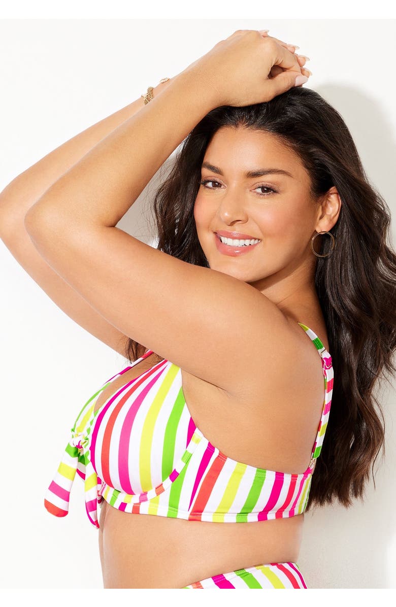 Swimsuits for All Cup Sized Tie Front Underwire Bikini Top, Alternate, color, Fruit Stripe