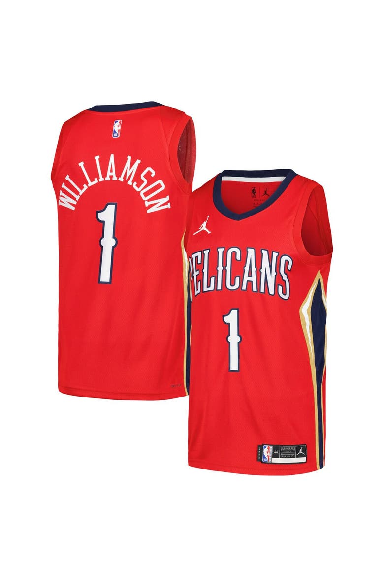 Men's Jordan Brand Zion Williamson Red New Orleans Pelicans Swingman Player Jersey - Statement Edition, Main, color, Red