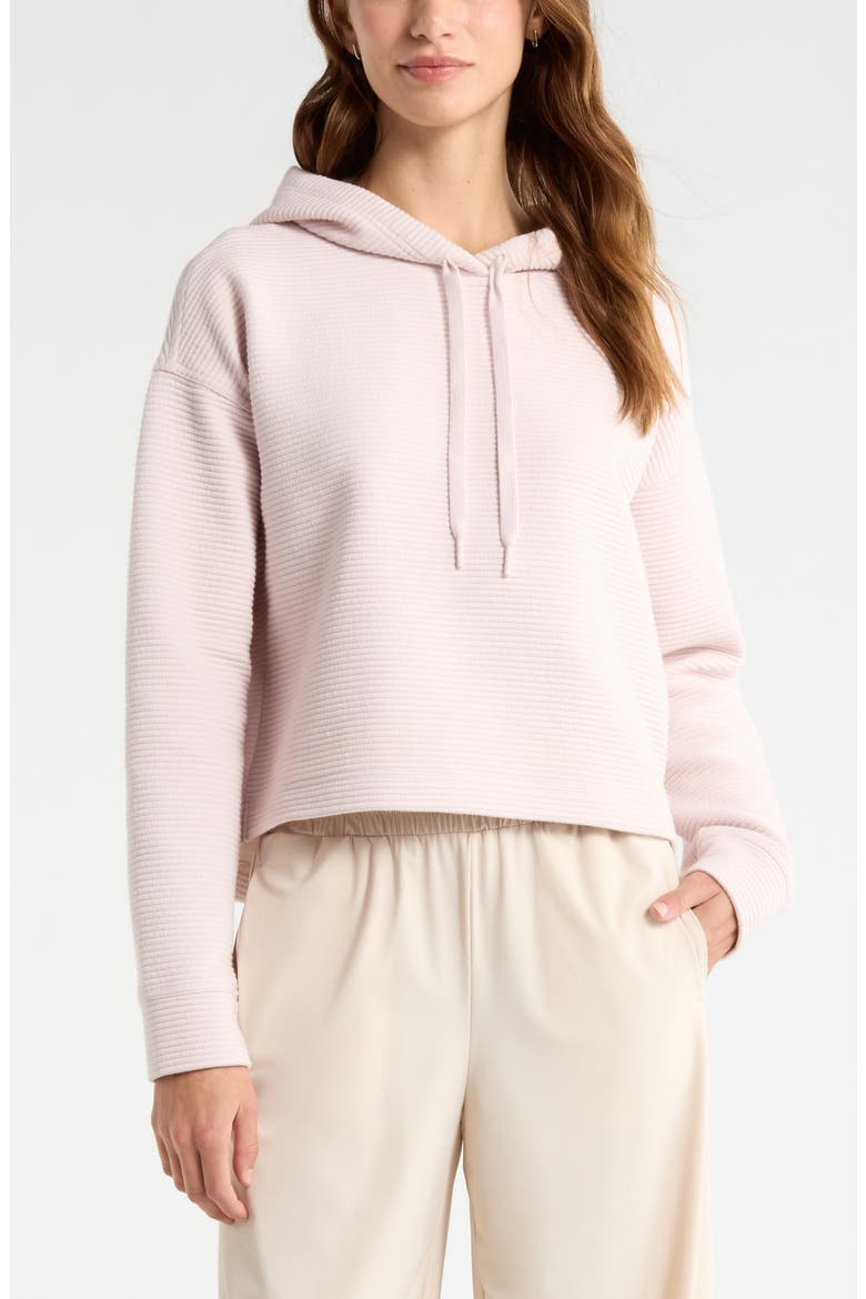 Ottoman Cotton Blend Ribbed Hoodie, Main, color, PINK HUSH