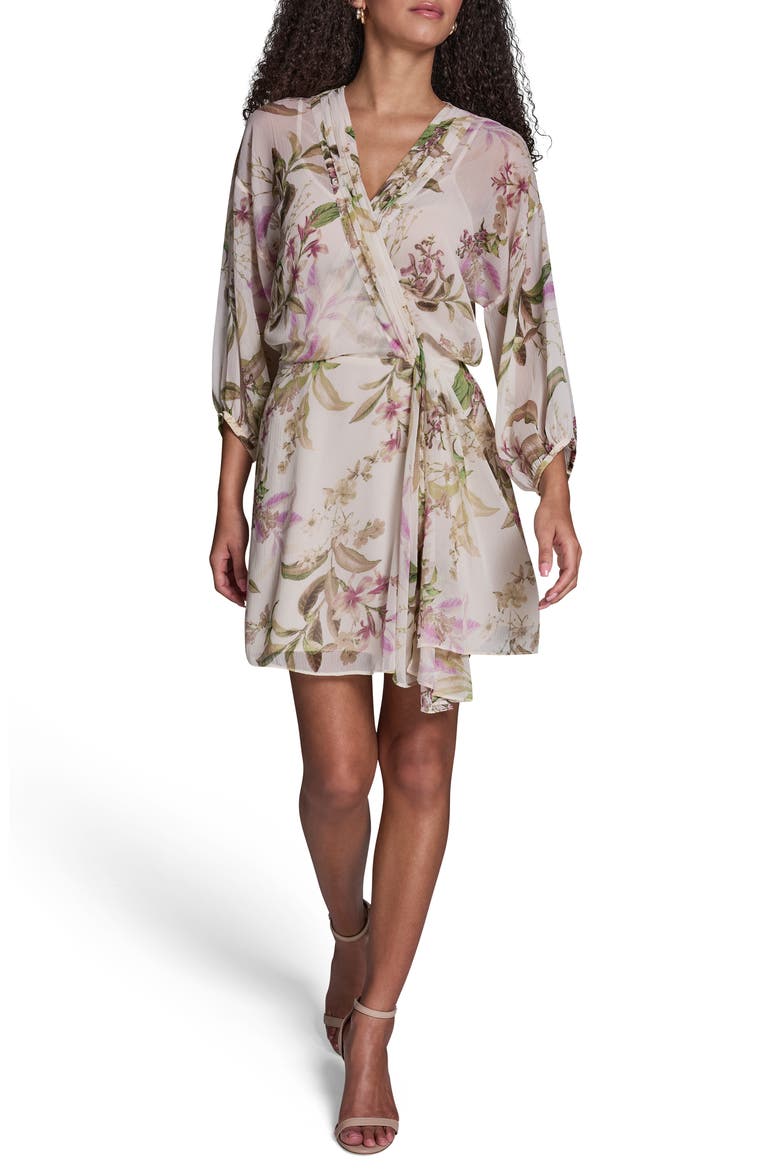 Faux Wrap Dress, Main, color, SHOCKING PINK MULTI