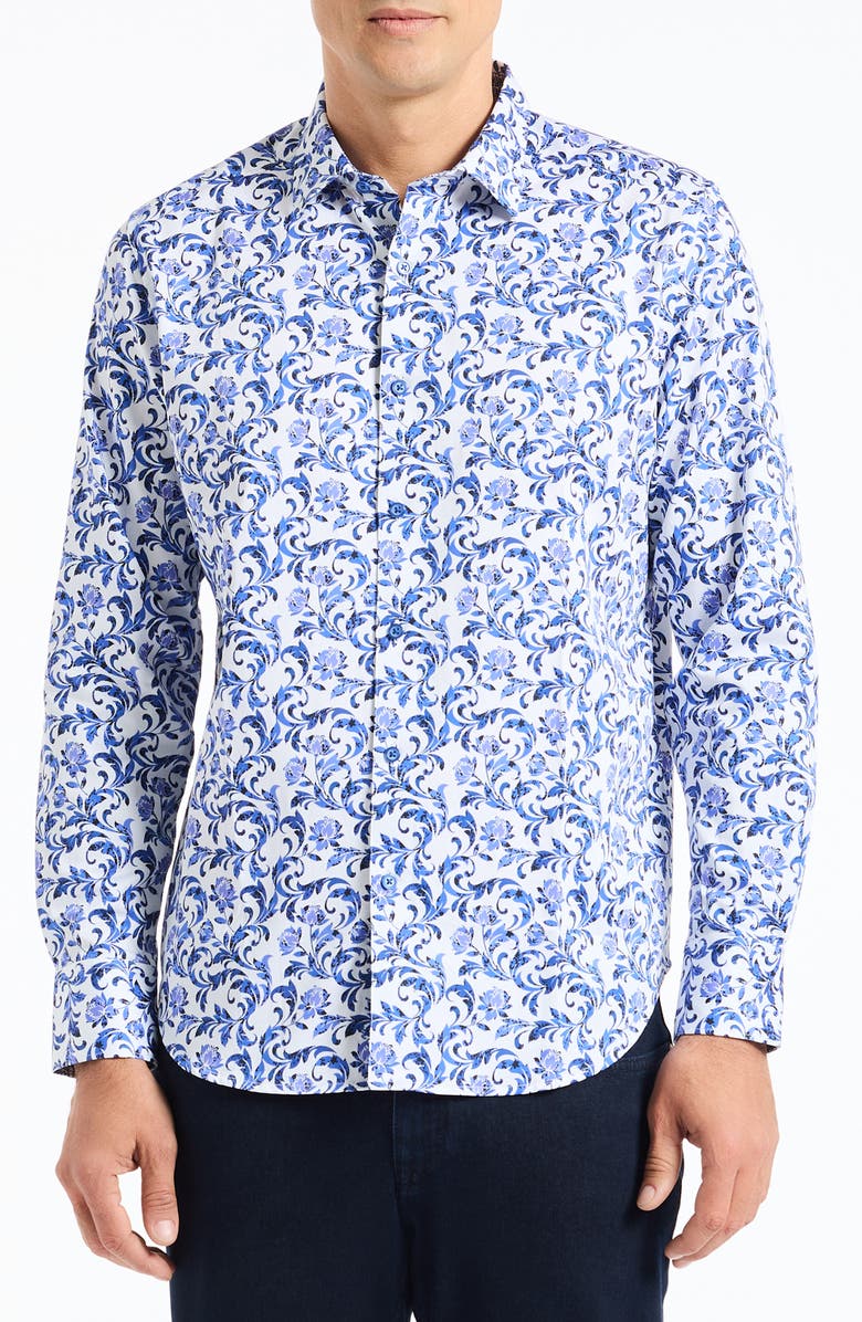 Robert Graham Aslan Cotton Button-Up Shirt, Main, color, Blue Multi