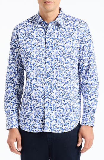 Robert Graham Aslan Cotton Button-up Shirt In Blue
