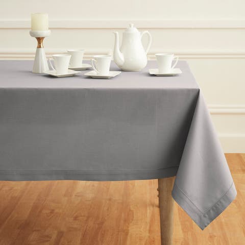 Cotton Linen Hemstitch Tablecloth for Dining Table, Holiday and Everyday Table Decor