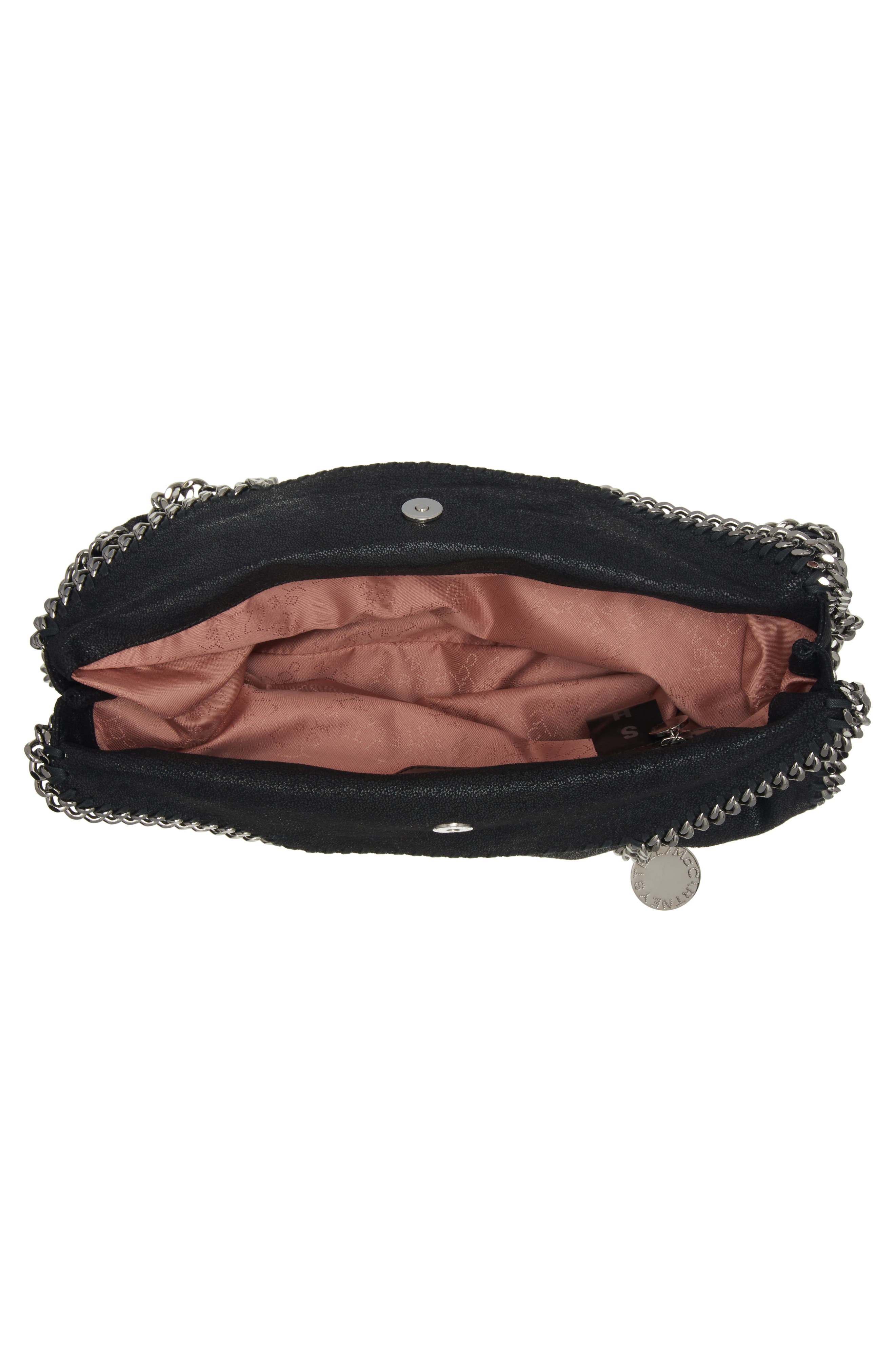 Stella McCartney Falabella Shaggy Deer Faux Leather Foldover Tote, Alternate, color, Black