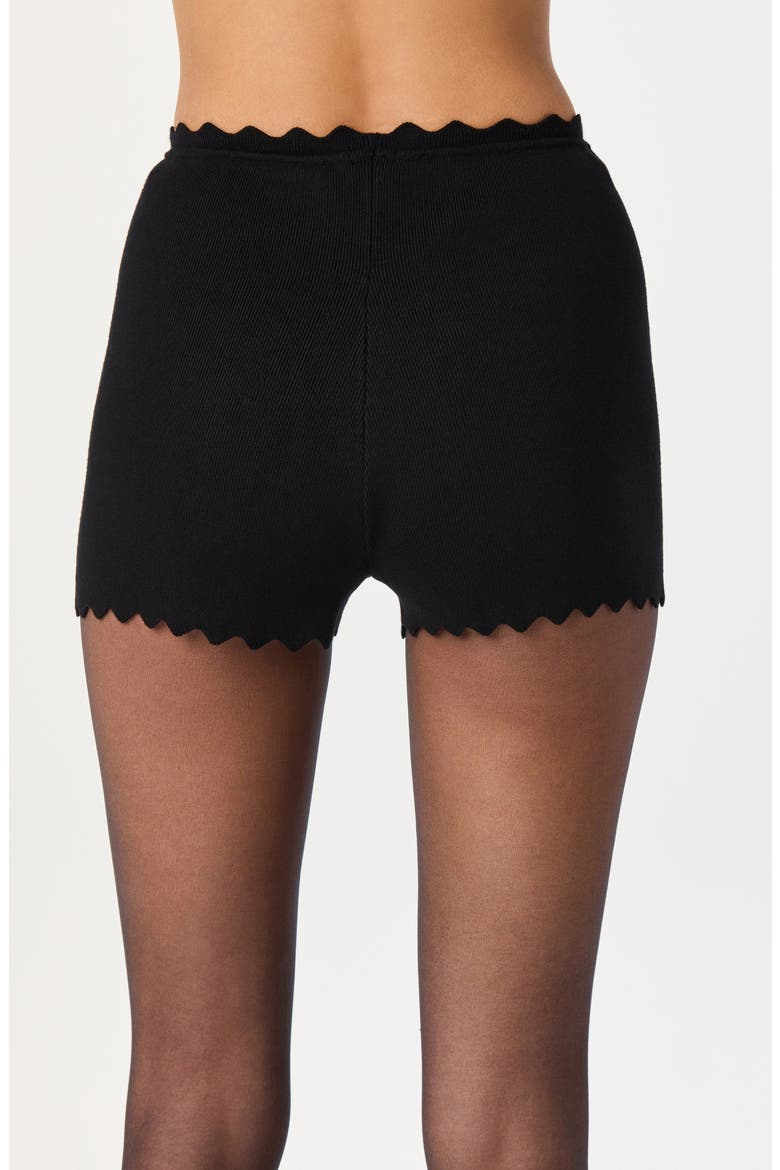 Scalloped Edge Knit Shorts, Alternate, color, BLACK
