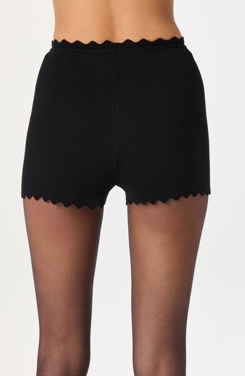 ASTR the Label Scalloped Edge Knit Shorts, Alternate, color, Black