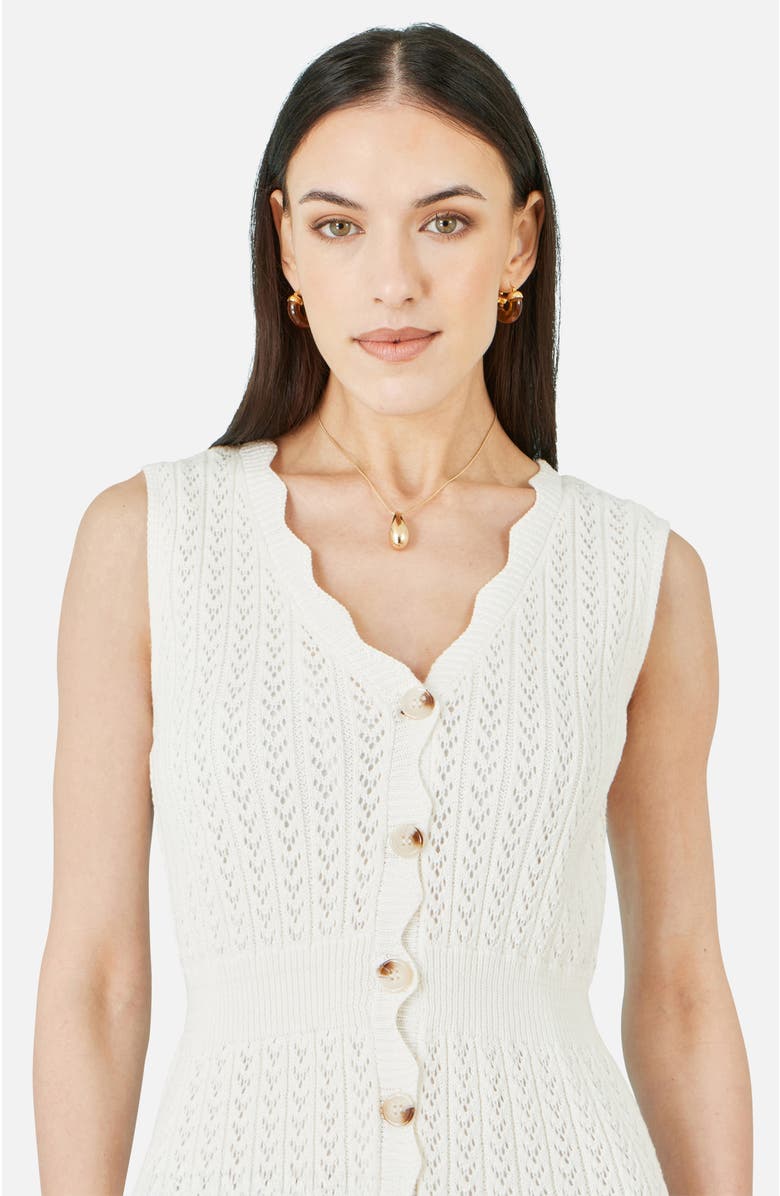 Yumi Cotton Scallop Crochet Knitted Dress, Alternate, color, Ivory