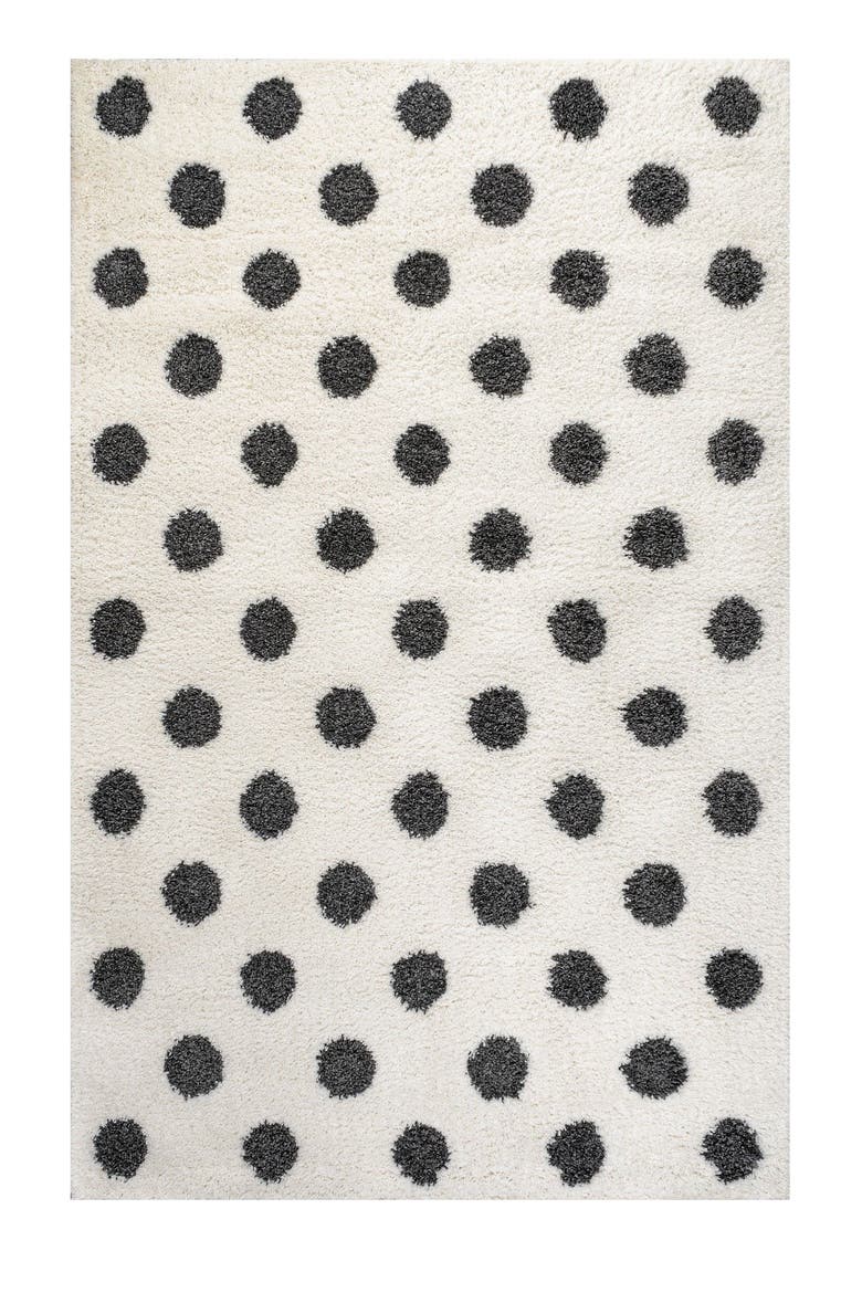 Pere Modern Charcoal Dot Shag Area Rug, Alternate, color, White/Gray