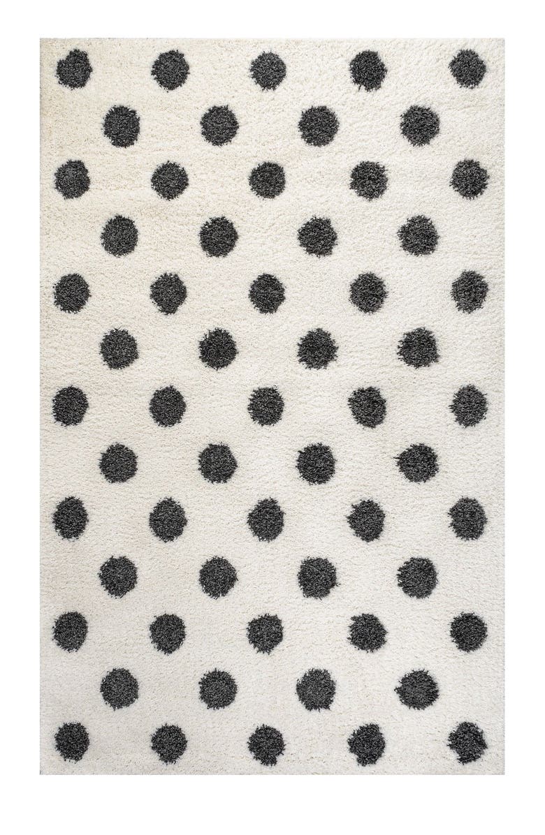 JONATHAN Y Pere Modern Charcoal Dot Shag Area Rug, Main, color, White/Gray