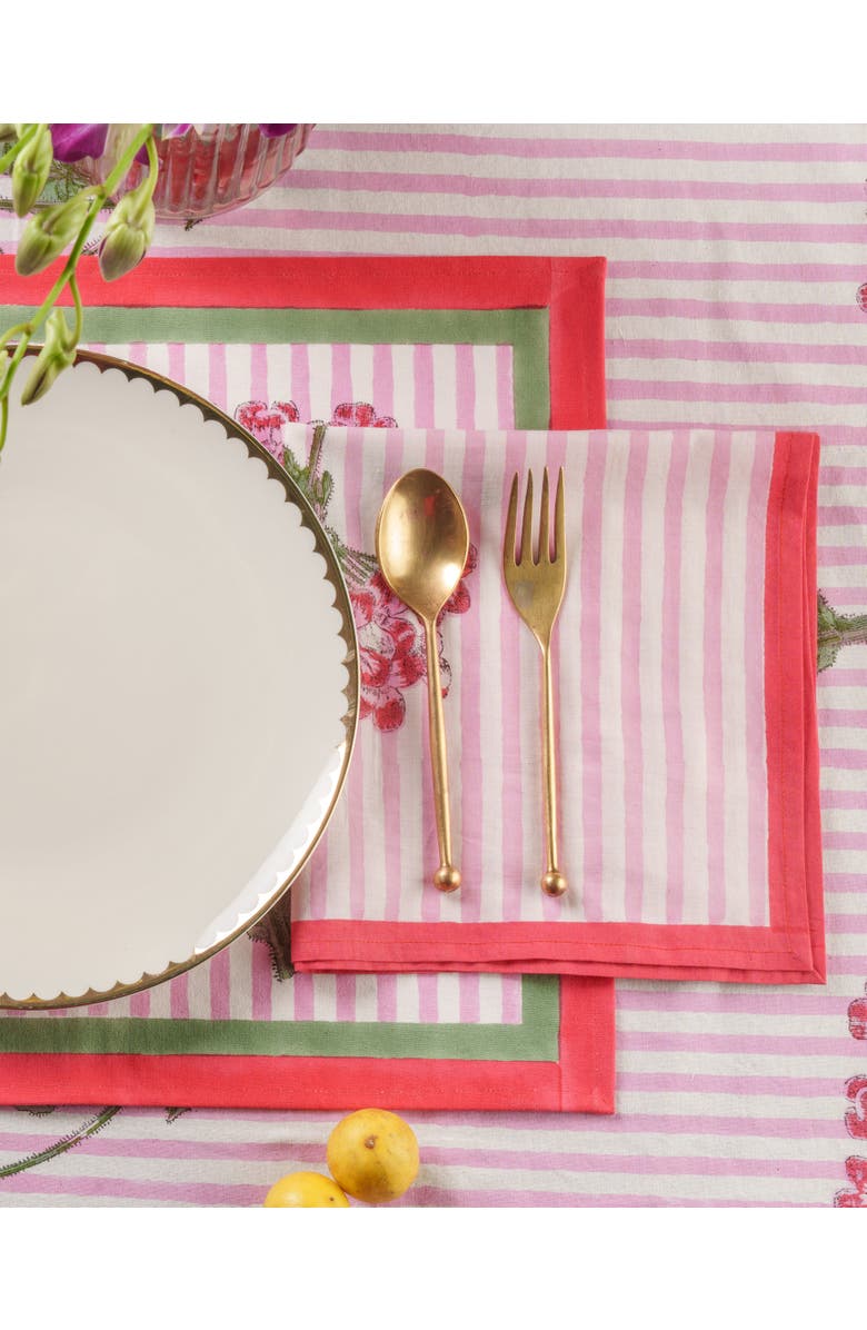 Inner Child Pink Hydrangea Blockprint Napkins - Set of 4, Alternate, color, Pink Hydrangea