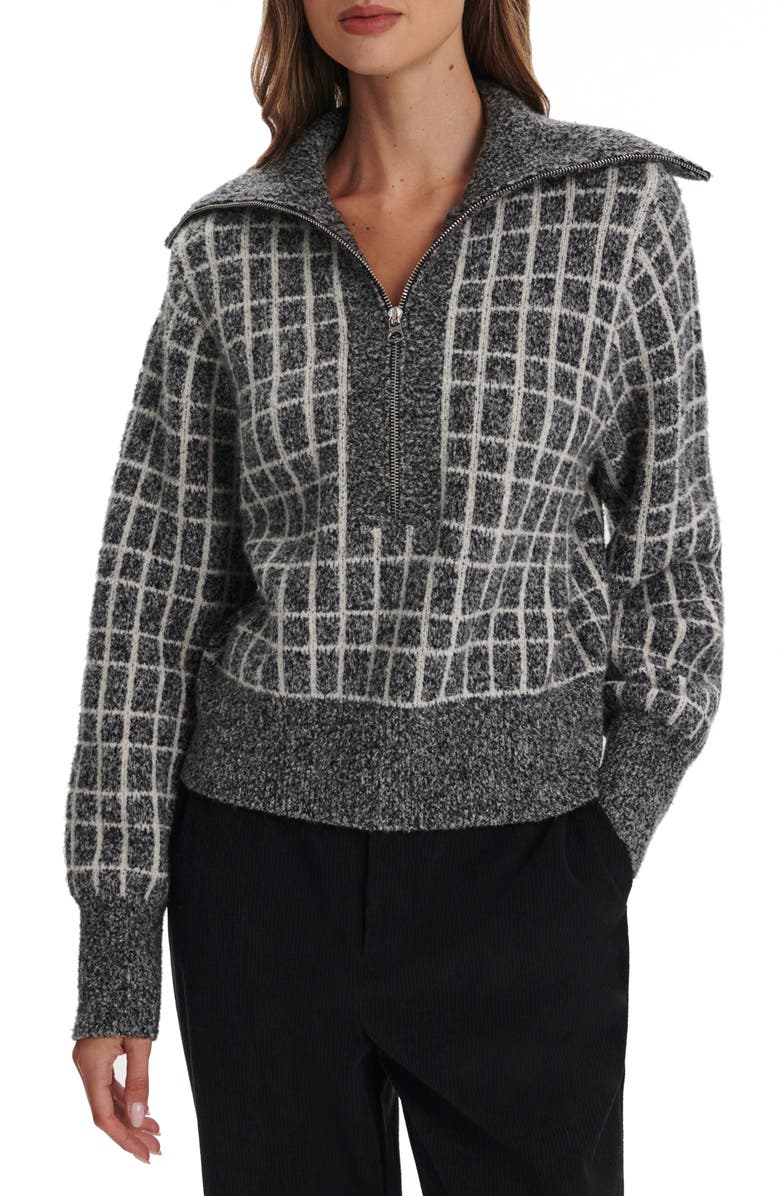 Varley Furley Check Bouclé Half Zip, Alternate, color, Charcoal Marl