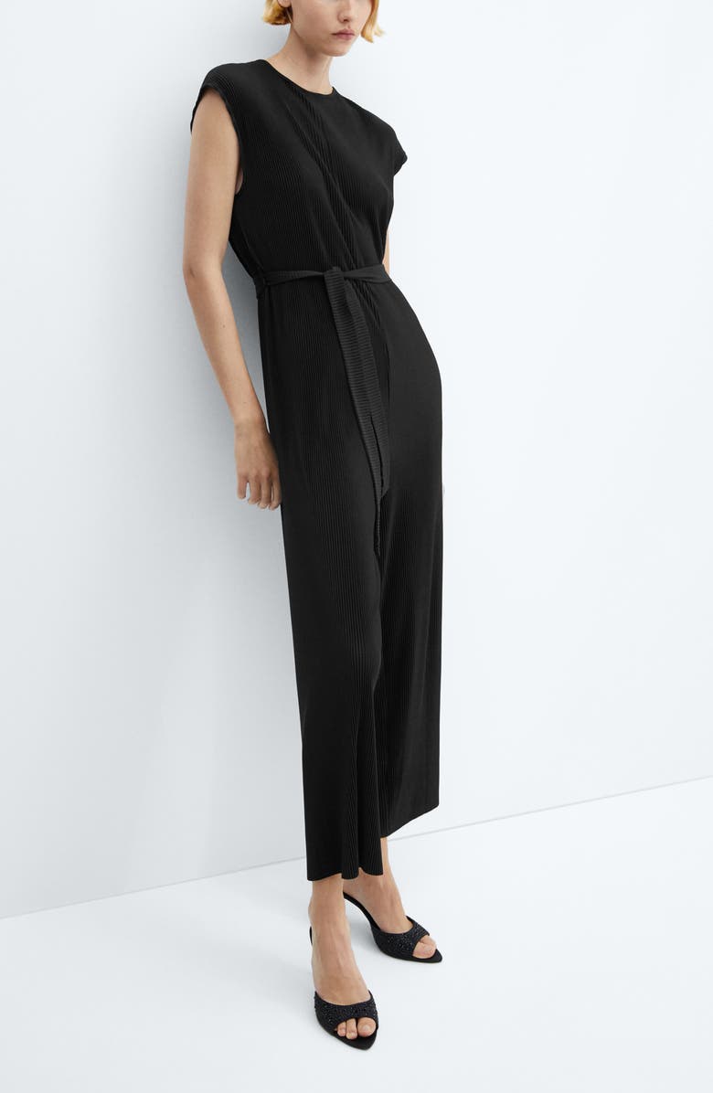 MANGO Pleated Jumpsuit, Alternate, color,