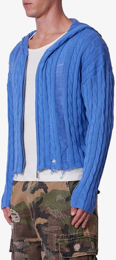 Front Zip Hooded Cable Stitch Sweater