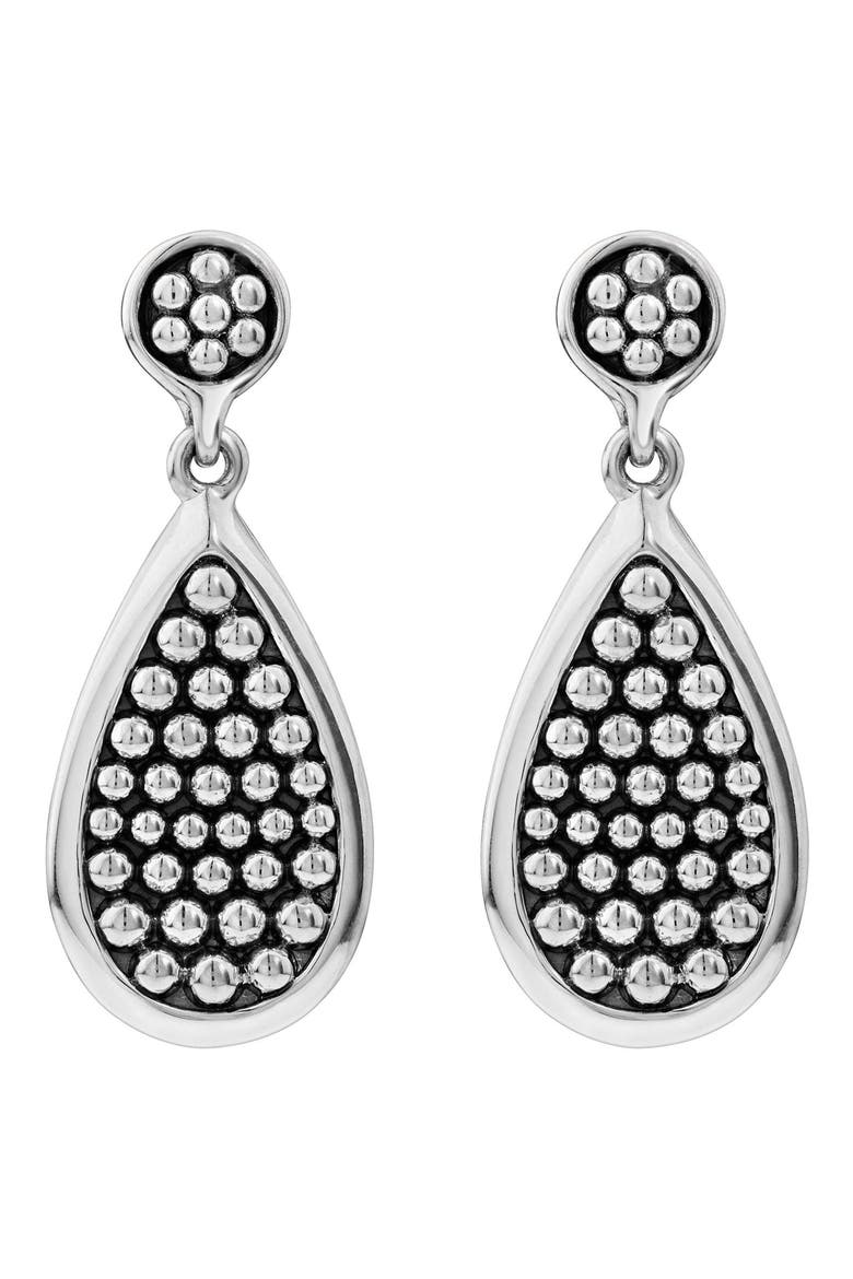 Bold Caviar Medium Flat Drop Earrings, Alternate, color, SILVER