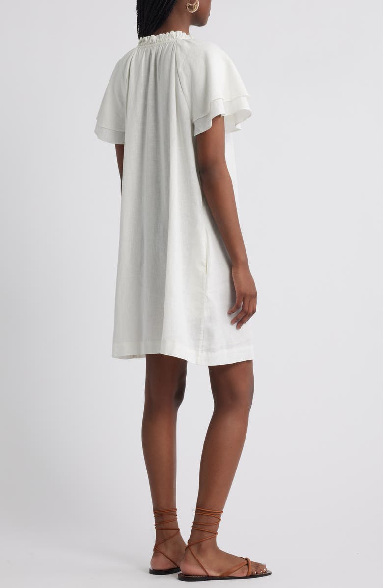 Treasure & Bond Flutter Sleeve Linen Blend Shift Minidress, Alternate, color, Ivory Dove