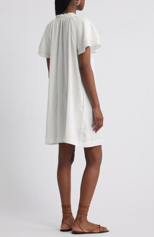 Treasure & Bond Flutter Sleeve Linen Blend Shift Minidress