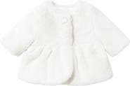 Mayoral Fluffy Button Faux Fur Coat